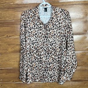 H&M button down leopard print women’s shirt size 12